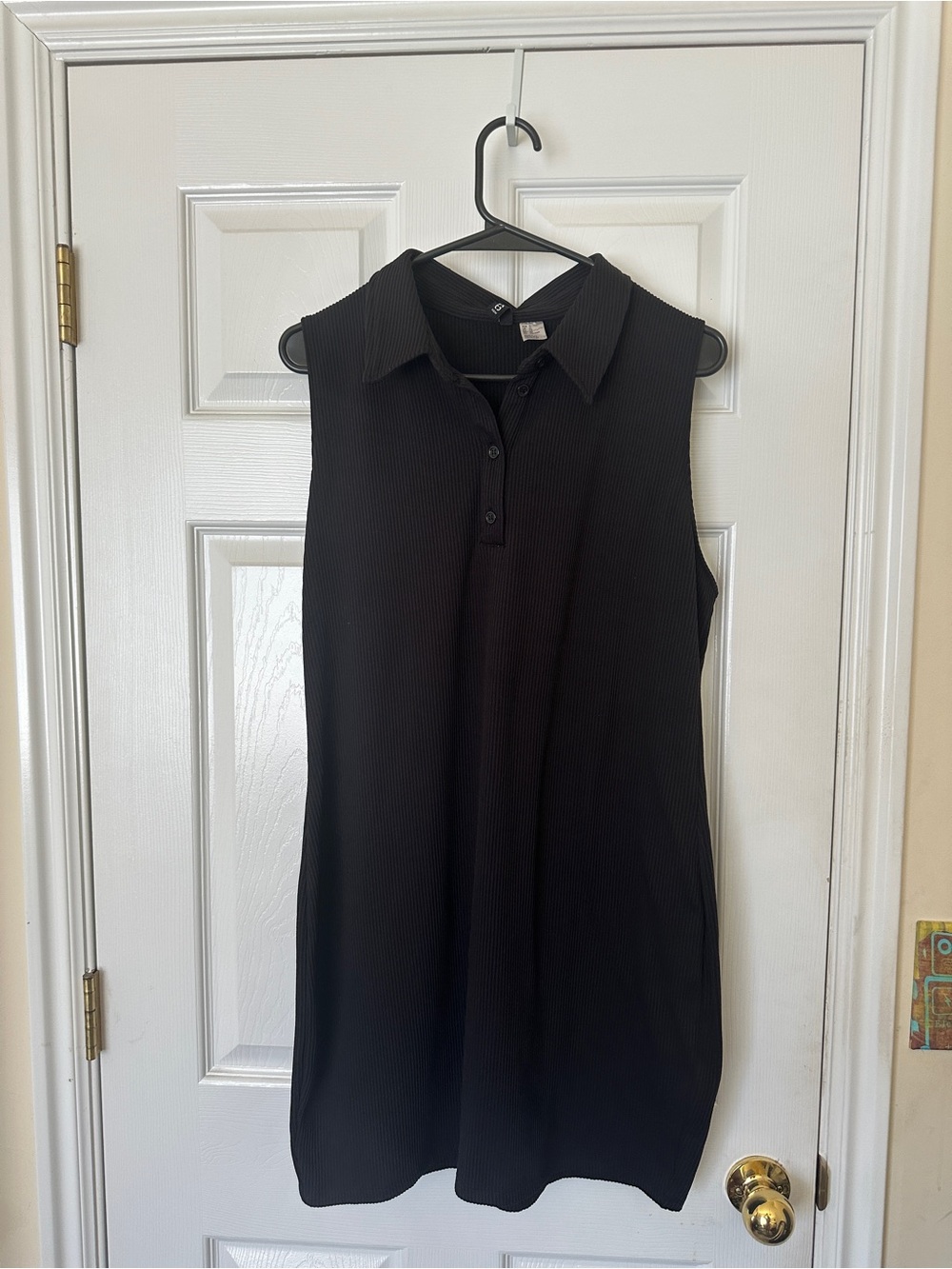 Sleeveless Collared Polo Mini Dress - Black